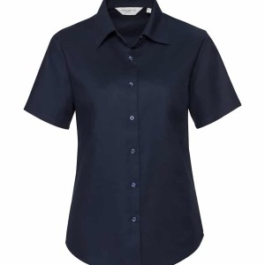 Russell Collection Ladies Short Sleeve Easy Care Oxford Shirt