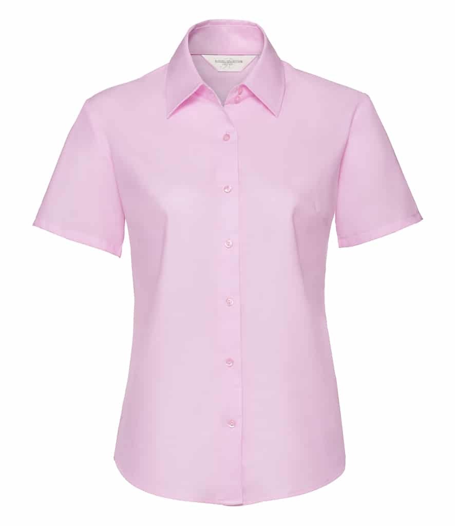 Russell Collection Ladies Short Sleeve Easy Care Oxford Shirt