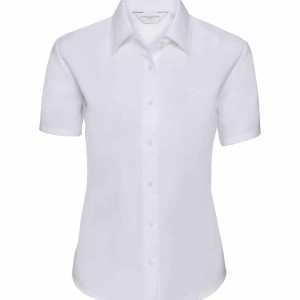 Russell Collection Ladies Short Sleeve Easy Care Oxford Shirt