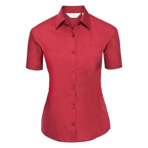 Russell Collection Ladies Short Sleeve Easy Care Poplin Shirt