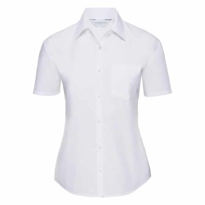 Russell Collection Ladies Short Sleeve Easy Care Poplin Shirt