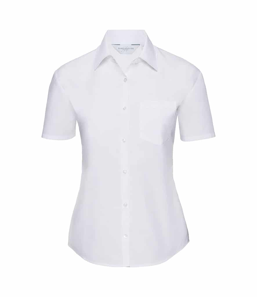 Russell Collection Ladies Short Sleeve Easy Care Poplin Shirt