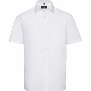 Russell Collection Short Sleeve Easy Care Cotton Poplin Shirt