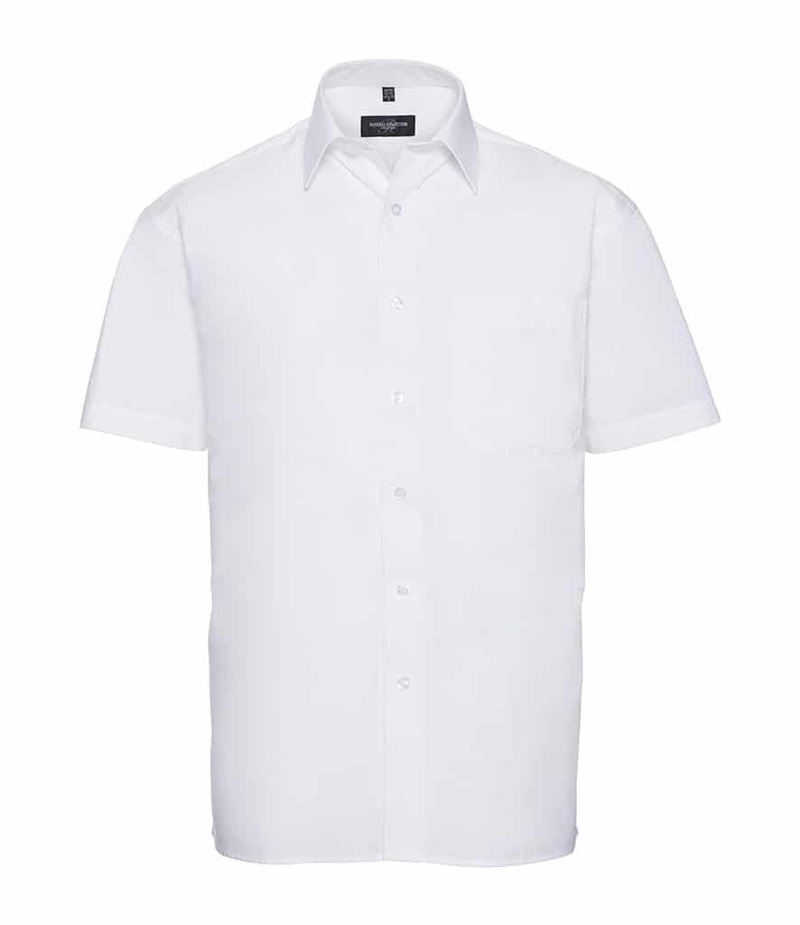 Russell Collection Short Sleeve Easy Care Cotton Poplin Shirt