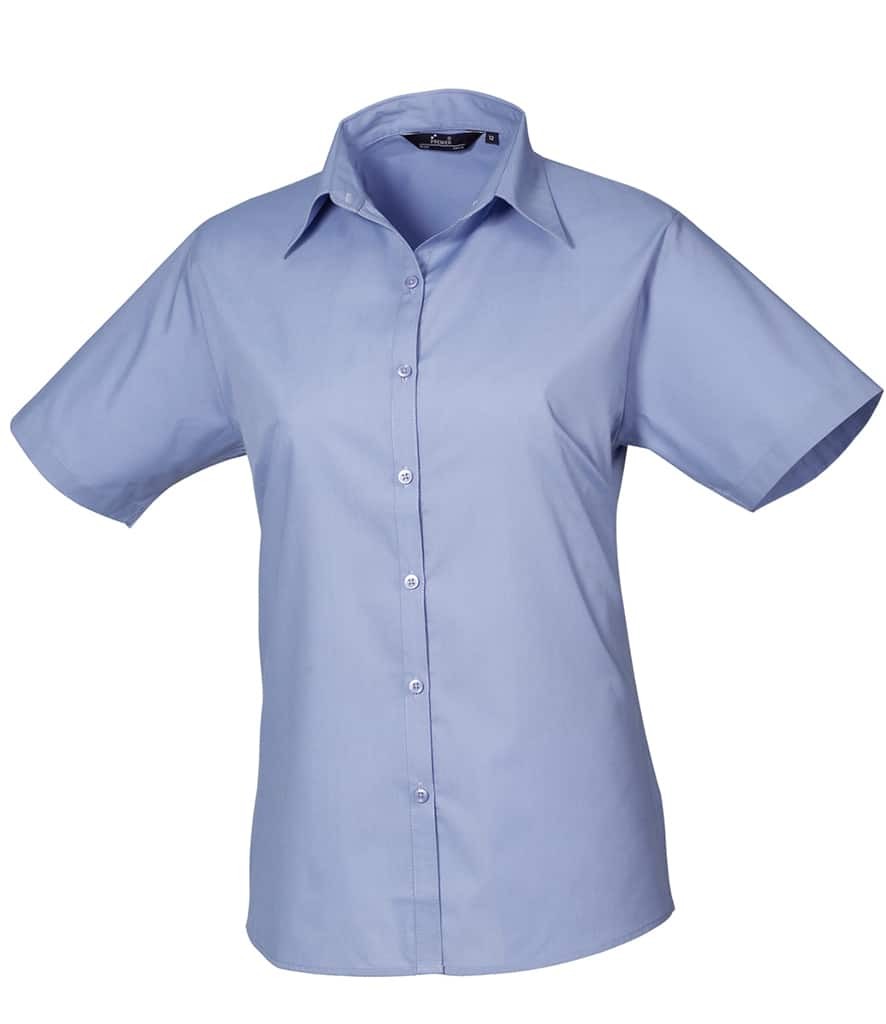 Premier Ladies Short Sleeve Poplin Blouse - Industrial Workwear