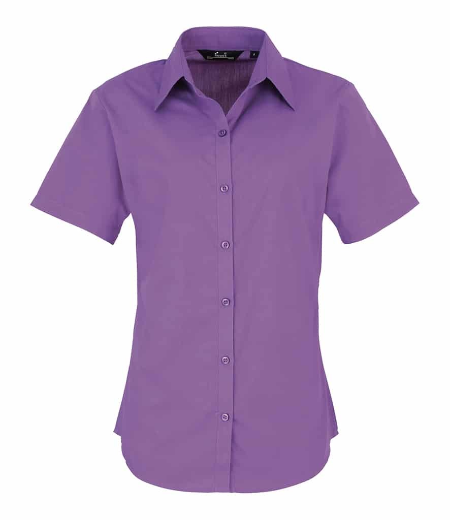 Premier Ladies Short Sleeve Poplin Blouse - Industrial Workwear