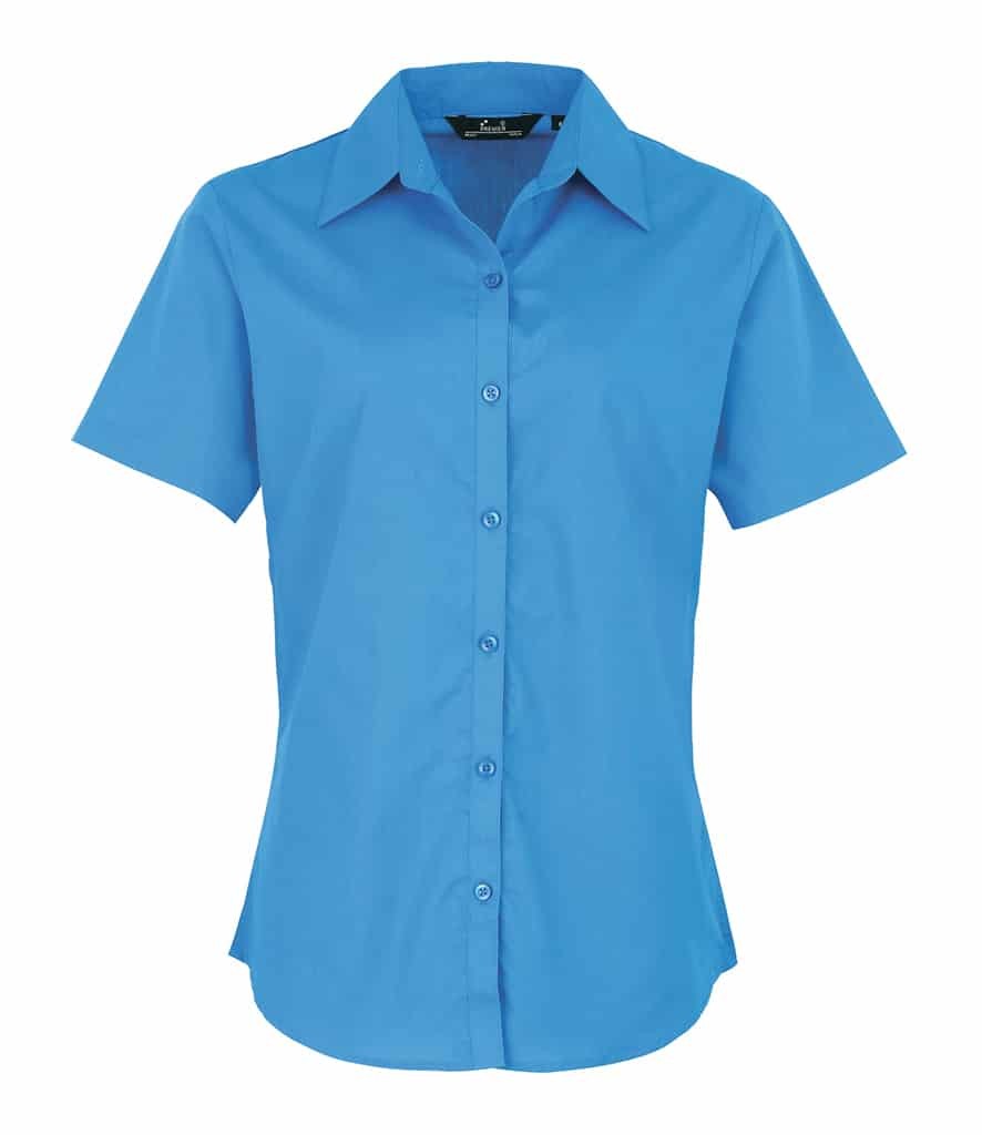 Premier Ladies Short Sleeve Poplin Blouse - Industrial Workwear