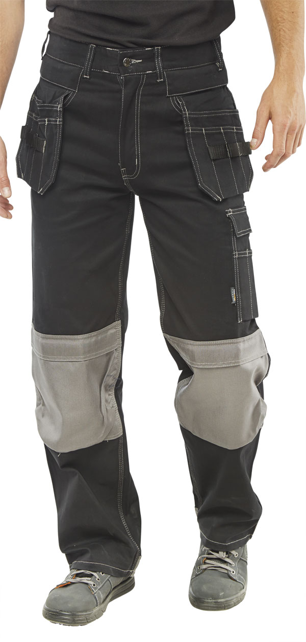 Hi Viz Work Trouser Tuff Multi Pocket Trade Pro Pants Triple Stitched  Workwear  eBay